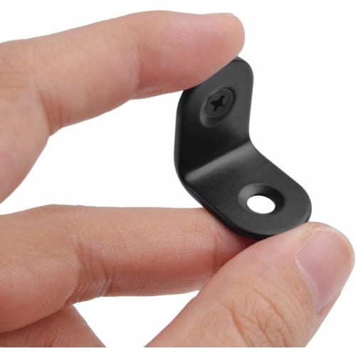 Samcos L-Shaped Stainless Steel Angle Brackets with Right-Angle Hooks, 16 Pieces, Anti-Tip Reinforcement Brackets, 32 Screws Included, Shelf Brackets