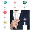 New Polymer Clay Badge Reel Card Holder Flower Shape Retractable ID Card Badge Clip Name Tag Badge Reels Nurse Supplies