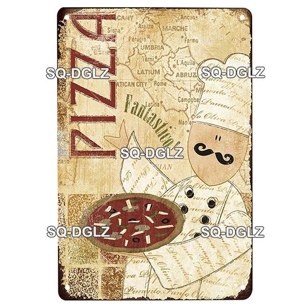 Vintage Metal Tin Sign Pizza Party Wall Decor Retro Kitchen Cafe Bar Home Plaque