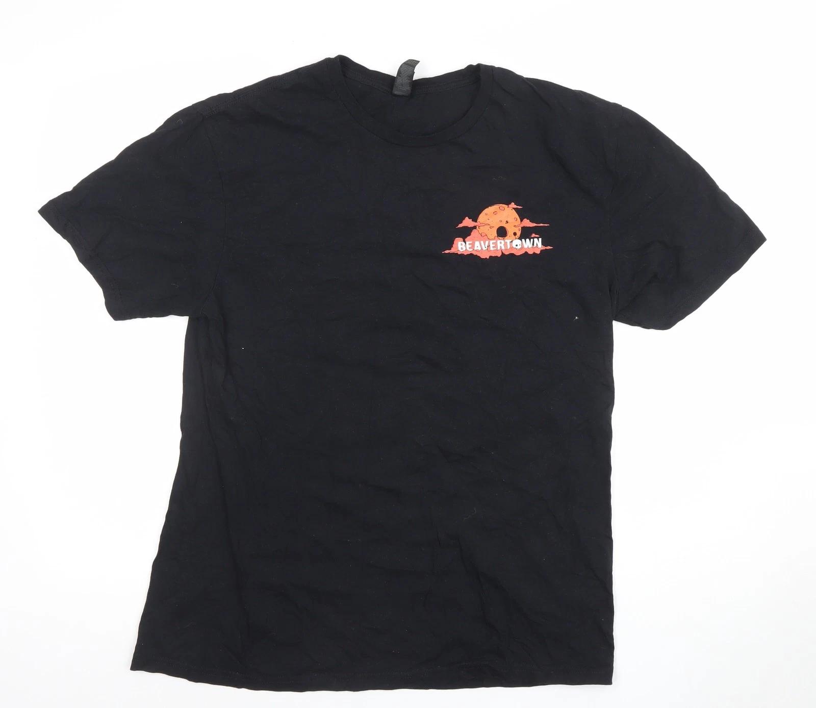 

Gildan Mens Black Beavertown Halloween Graphic Cotton T-Shirt Size L XL