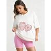 Oversized T Shirt Black Strawberry Print Graphic Tee Women Casual Streetwear Fashion Top Summer Outfit