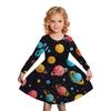 Girls' 3D Purple Galaxy Dress Long Sleeve Summer Spring Vacation Daily Holiday Princess Beautiful Sweet Kids 4-12 Years Casual Dress A Line Dress