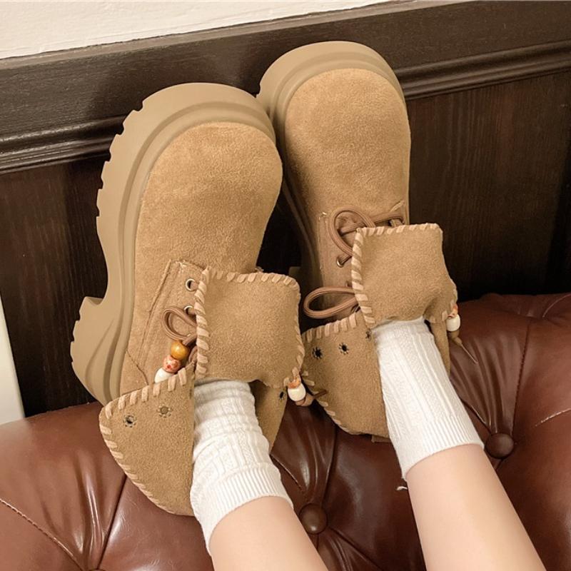 Women Platform Ankle Boots Beaded Trend 2025 Casual New Shoes Snow Boots Winter Woman Sneakers Lace Up Zapatos Mujer