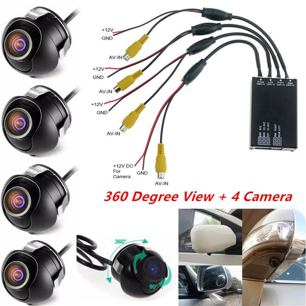 360 View Auto Car Control Box 4 Way Cameras Switch System Reversing Image Camera