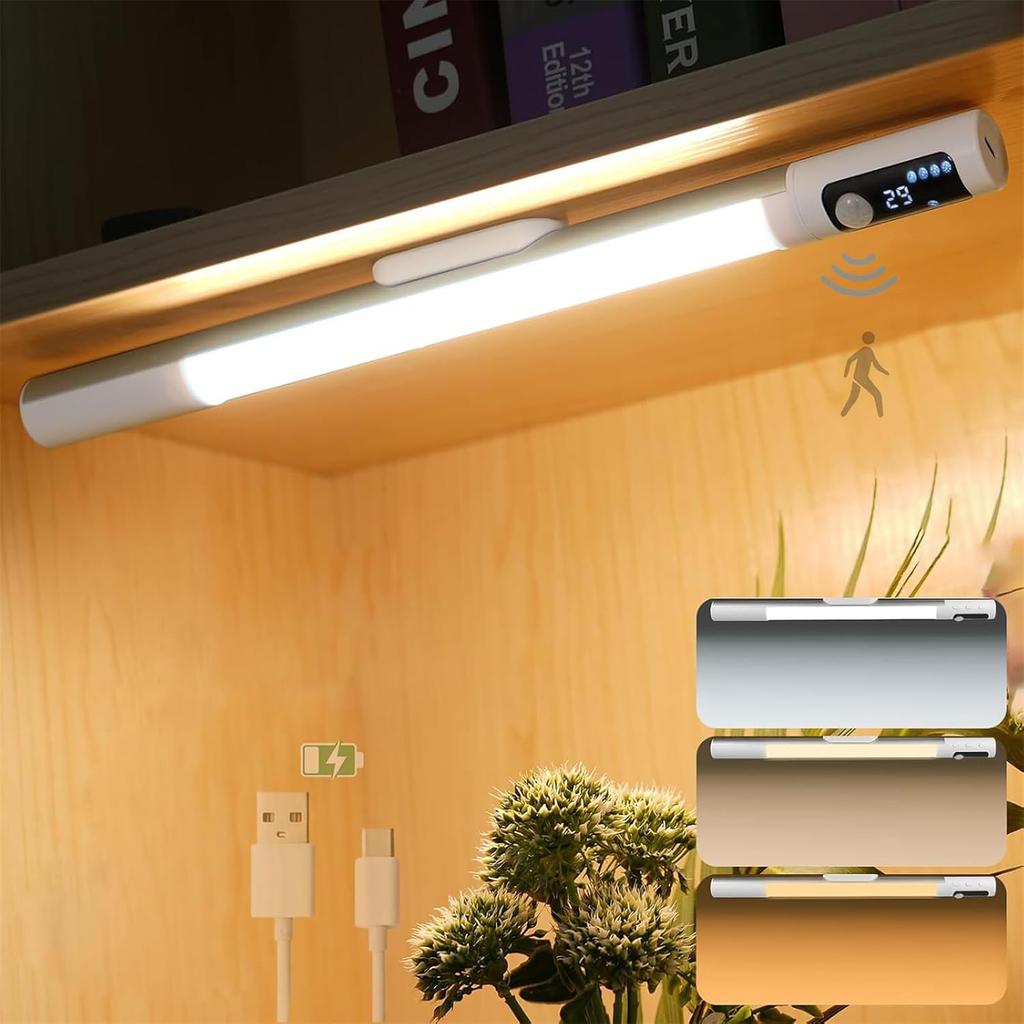 Under Cabinet Lighting,2000mAH Motion Sensor Light with 3m Detection Range,Adjustable Angles(30°+120°) Counter Lights for Desk,Kitchen