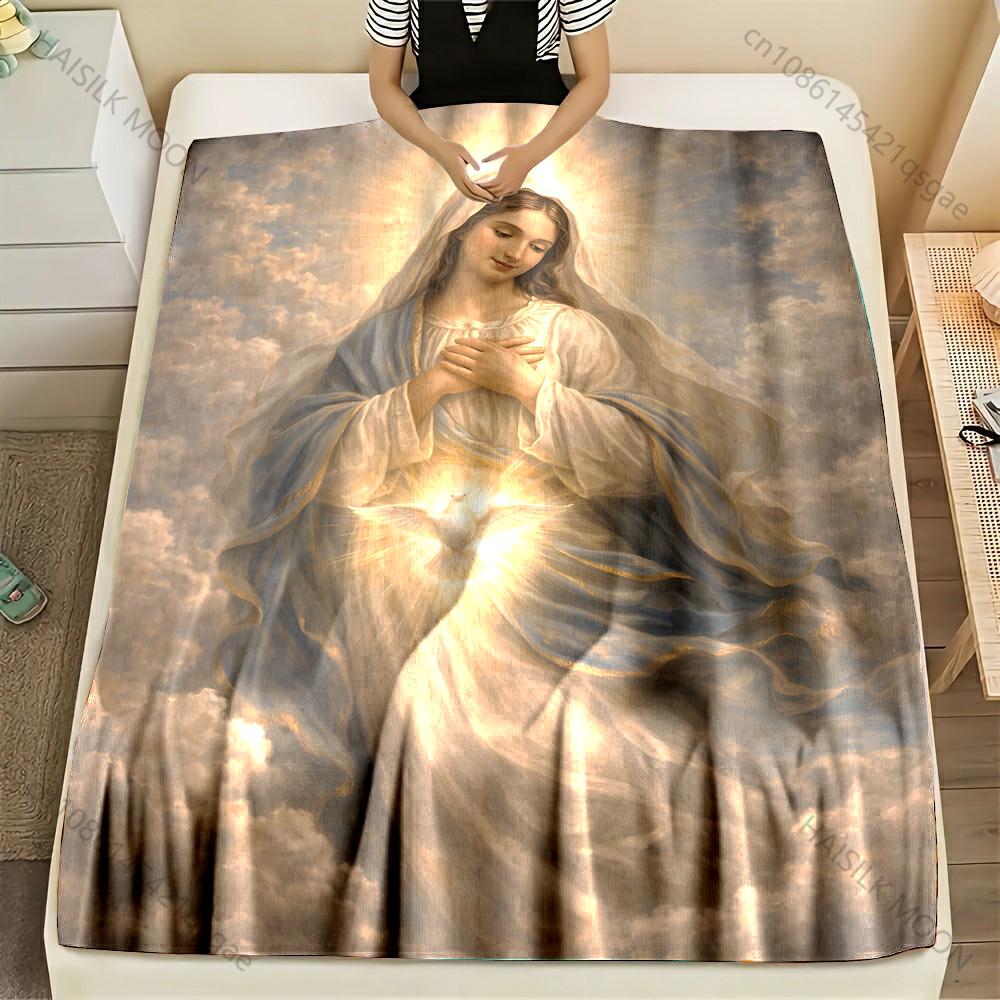 

The Virgin Mary light and peace Print Blanket Warm Soft Fluffy Kids and Adult Sofa Bed Throw Blanket Outdoor Travel Camping RV 75x90cm