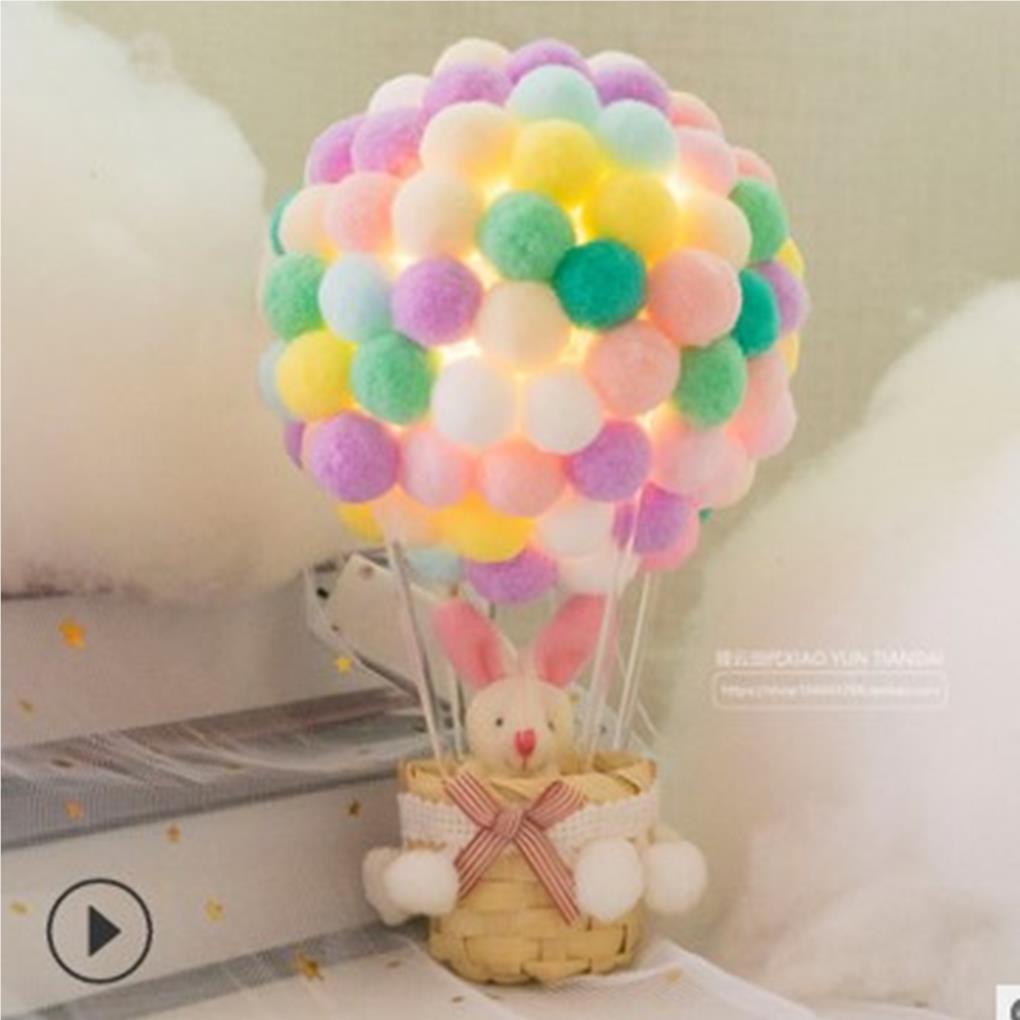 Lumină de Noapte Balon cu Aer Cald, Lampă de Masă/Birou Decorativă Handmade cu Coș de Ratan Pentru Decorare Iluminat Acasă