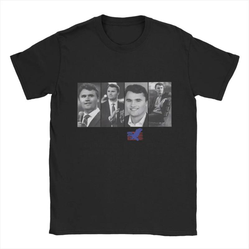 Модная женская футболка Charlie Kirk Настоящий Патриот Покойся с миром S чёрный