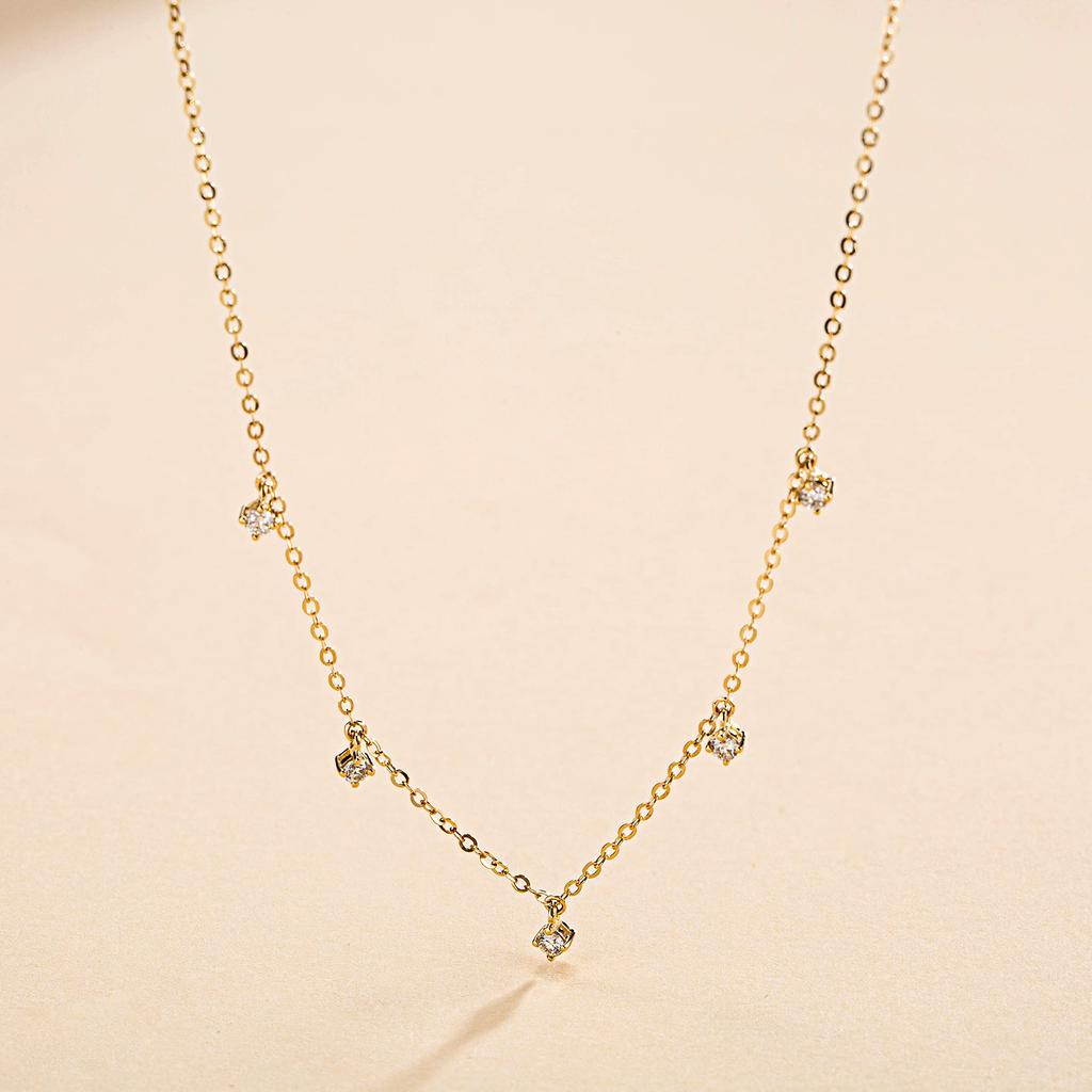 FANCIME Diamond Necklace with 5 Stones In 14K Yellow Popular Necklace Brand Perfect Gift for Gift Wrapping Included Women's Gold, Lab-Grown Diamonds,