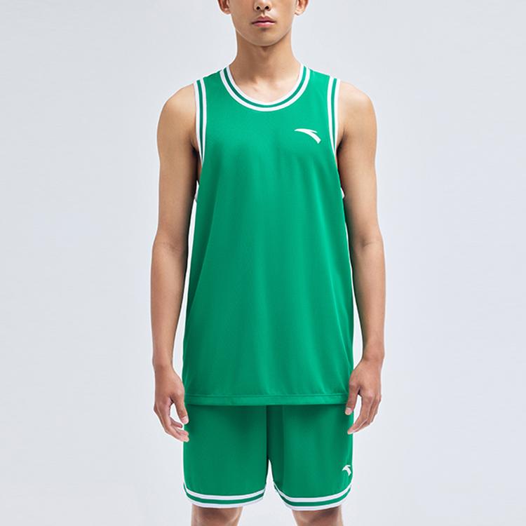 Anta Logo Vest And Striped Shorts Basketball Set Men basketball set 152321223-2