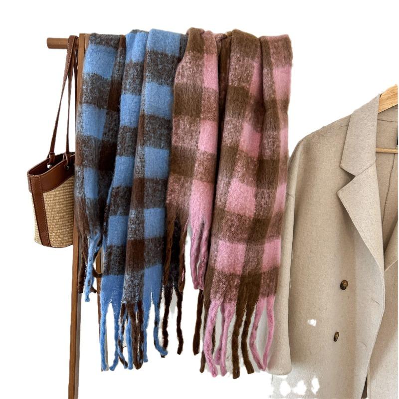 Scarf Women's Winter Warmth Thickened High-end Scarf Mohair Couple Shawl
