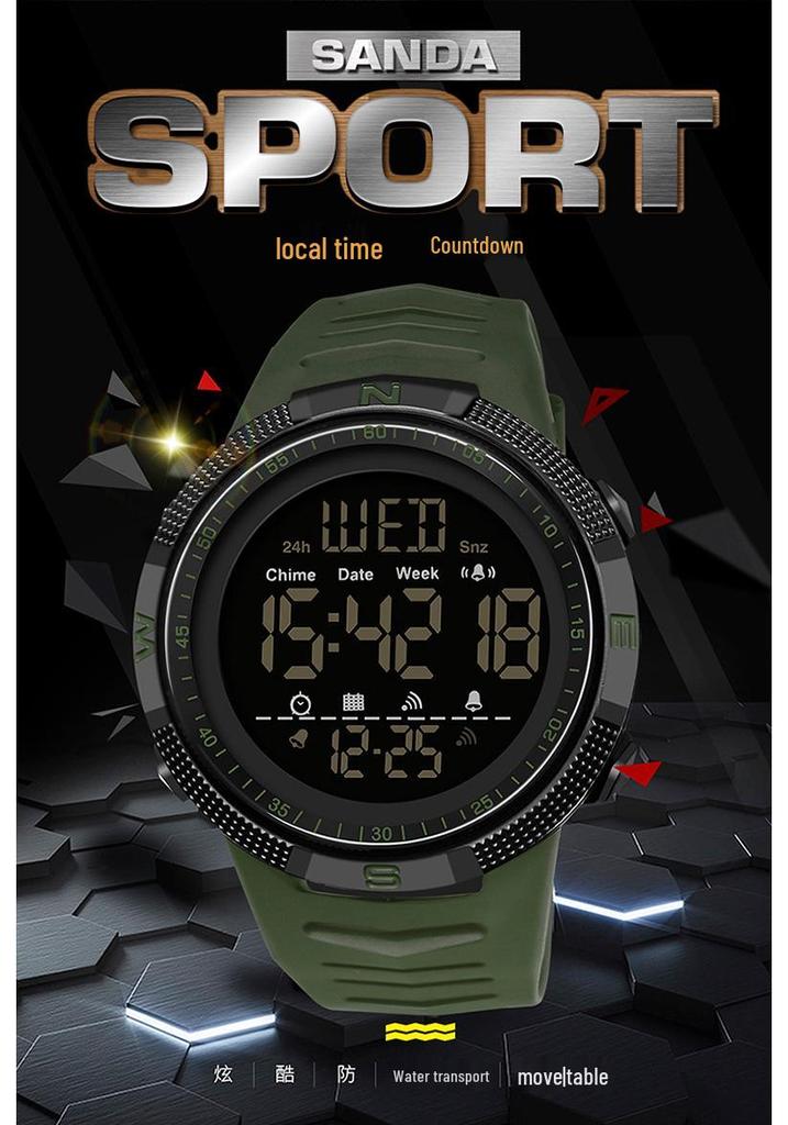 Sanda 6014 Men's Single Display Fashionable Luminous Waterproof Wristwatch for Middle School Students
