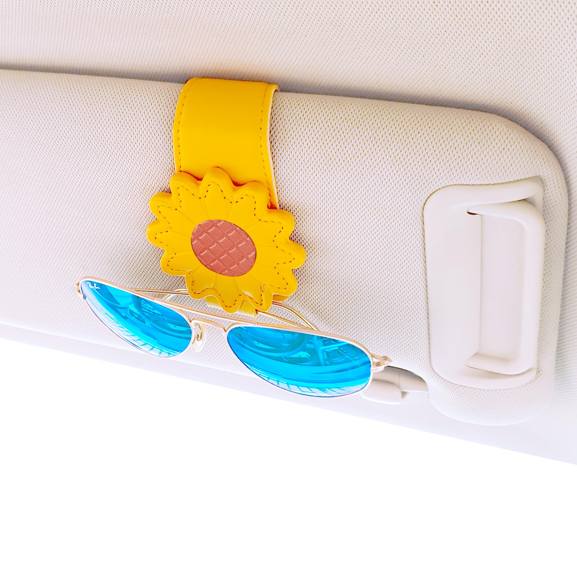 

Cute Car Sunglasses Holder with Magnetic Leather Sunglasses Ticket Card Easy Installation Clip, Clip, (B)