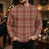 Men's Casual Loose Fit Neck Long Sleeve Top with Christmas Print, Winter Base Layer