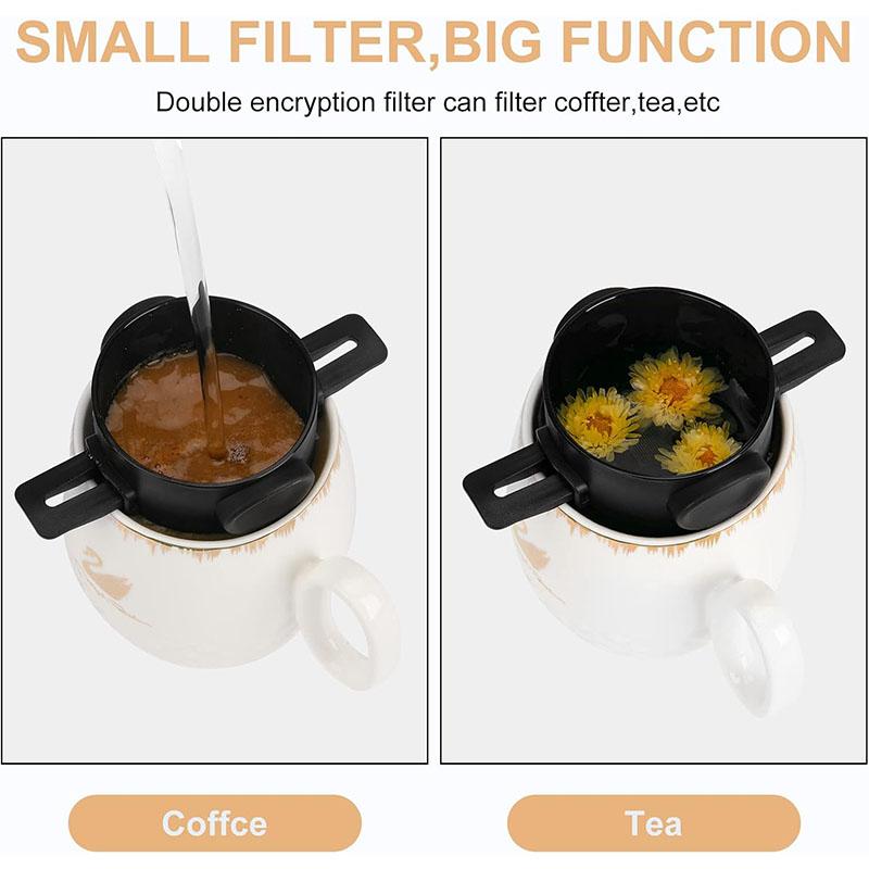 Pour Over Coffee Dripper Portable Stainless Steel Coffee Filter Reusable Mini Collapsible Paperless Single Serve 1 Cup JT587