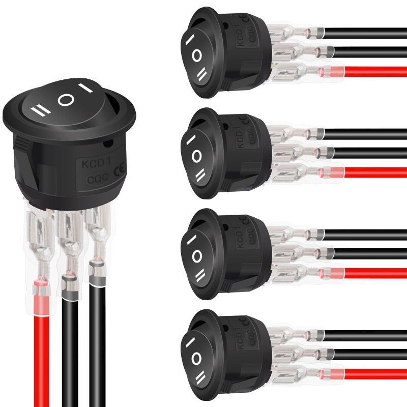 5PCS Ship Switch Top Circle Bottom Round Rocker Opening 20MM 3 Pins 2 Gears/3 Gears with 15CM Terminal Wires