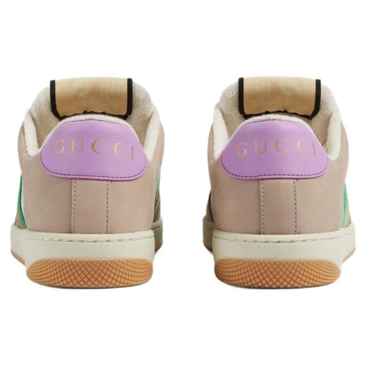 GUCCI Screener Distressed Shoes Canvas Leather Comfortable Low top Stylish Skateboarding Shoes Women's Multicolor 705051 UULG0 9683