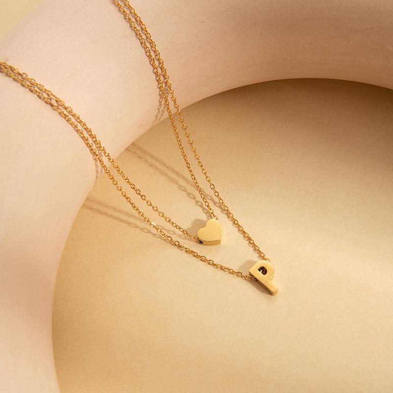 European & American Titanium Steel Letter Necklace for Women - High-End Luxury Clavicle Chain, Colorfast Stainless Steel Jewelry