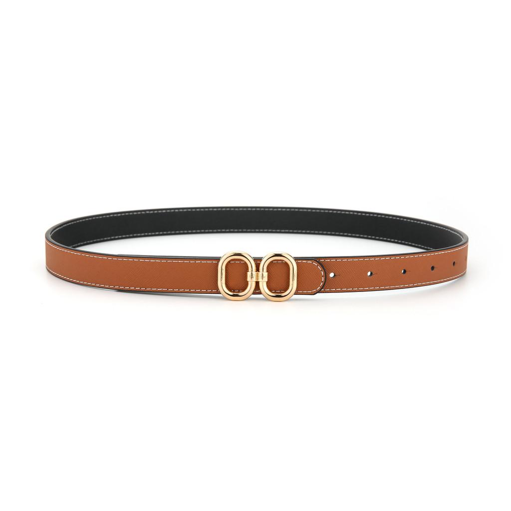 Genuine Leather Doublesided Womens Belt With Square Alloy Buckle For Casual Wear