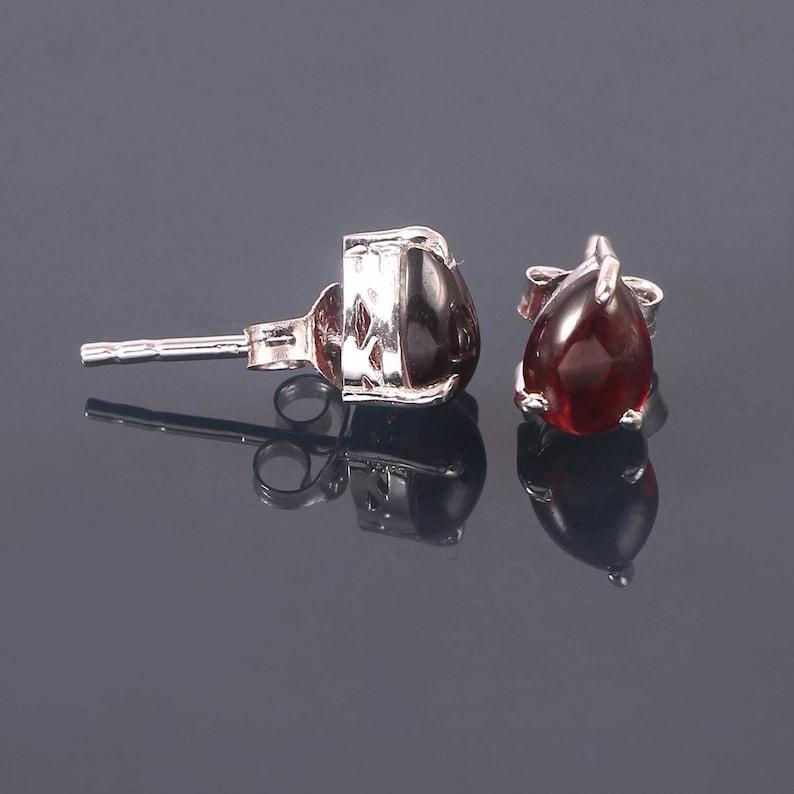 Minimalist Garnet Stud Earrings Boho Jewelry Natural Garnet Stud Earrings Anniversary Gift Her Stud Earrings Bohemian Jewelry
