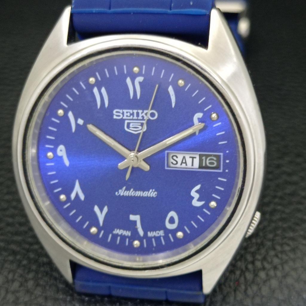 VINTAGE SEIKO 5 AUTOMATIC 6119C JAPAN MENS ARABIC BLUE DIAL WATCH A702527-1 R126-a702527