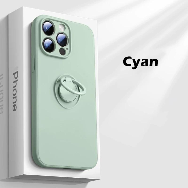 Luxury Liquid Silicone Magnetic Ring Holder Case For iPhone 15 14 13 12 16 Mini 11 Pro Max X XR XS Max Plus Lanyard Cover