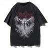 T-shirt en Coton Lavé Style Y2k Gothique Punk Unisexe Harajuku Oversize High Street Hipster Manches Courtes Streetwear d'Été Hauts Décontractés