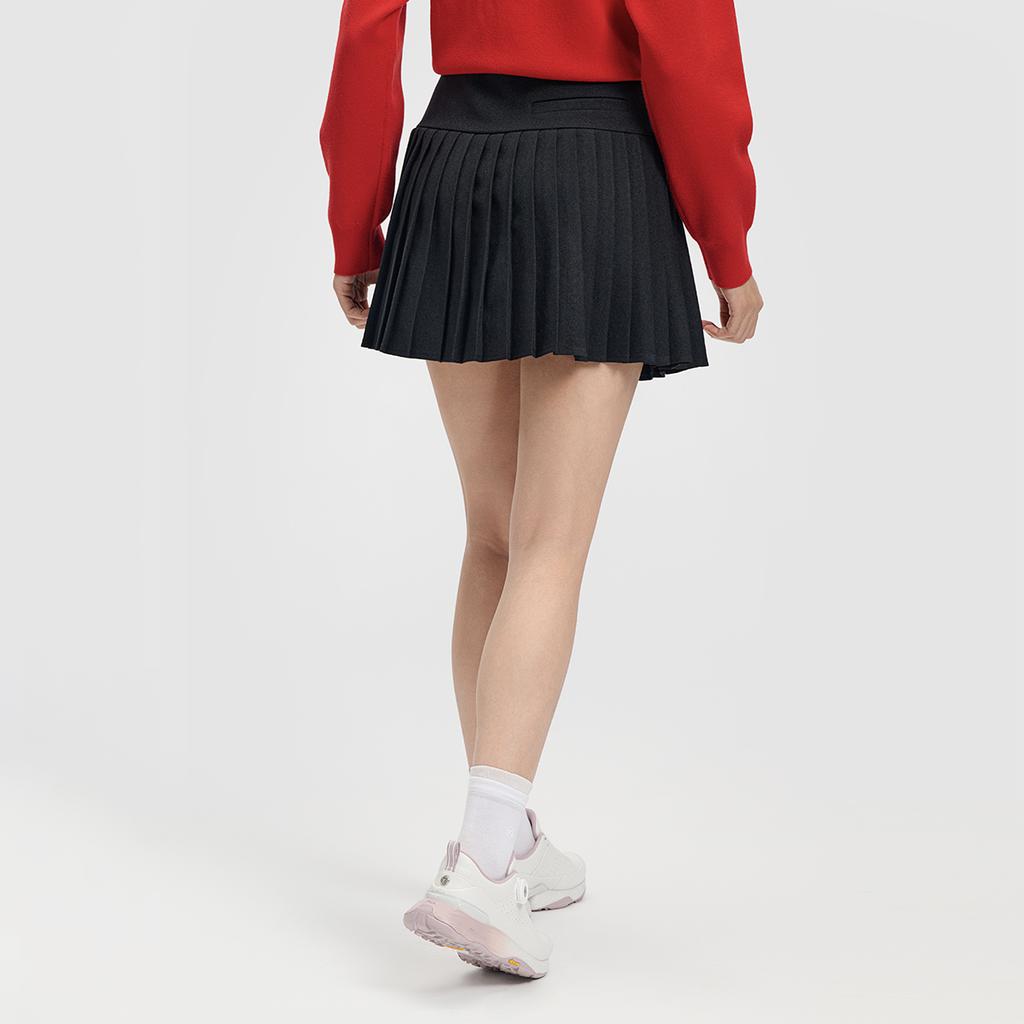 Fila Golf Series Fashion Simple Classic Sports Golf Trendy Comfortable Versatile Woven Pleated Casual Skirt Women Skirts Deep-Black A11W615311FBK