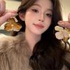 Atmosphere French Retro Earth Color Flower Acrylic Earrings Women'S Niche Design Earrings Temperament Earrings