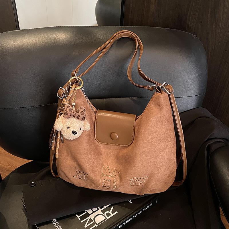 Casual retro suede women's backpack 2025 new commuter versatile back bag multi-purpose shoulder tote bag