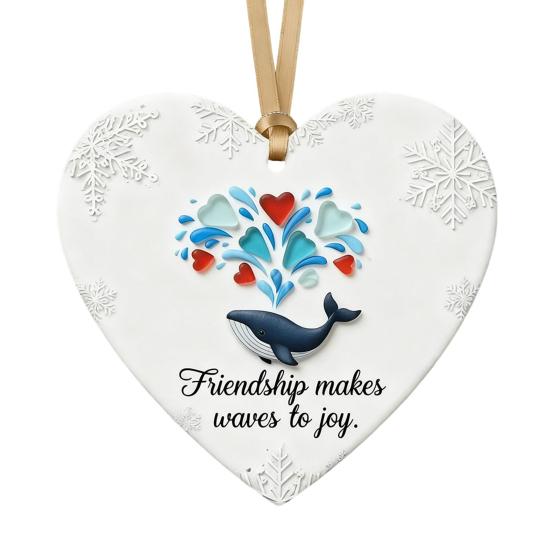 Heart-Shaped Sea Glass Friendship Ornament Handmade Sea Glass Art Christmas Animal Ornament Friendship Keepsake for Best Friends