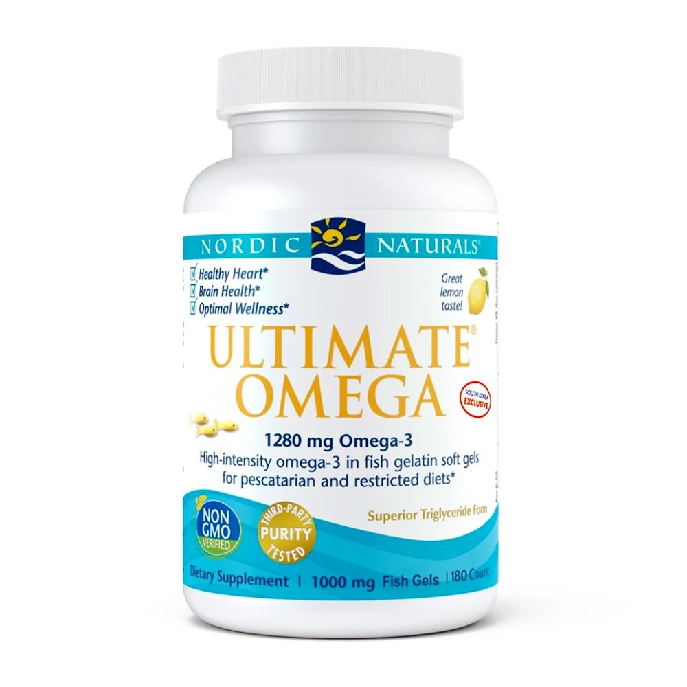 

Ultimate Omega in Fish Gelatin 1280 mg EPA 650/DHA 450 Lemon Taste, 180 Fish Softgels