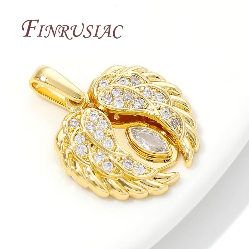 18K Real Gold Plated Charms For Jewelry Necklace Accessories Brass With Zircon Heart Pendants DIY Jewelry Making Supplies