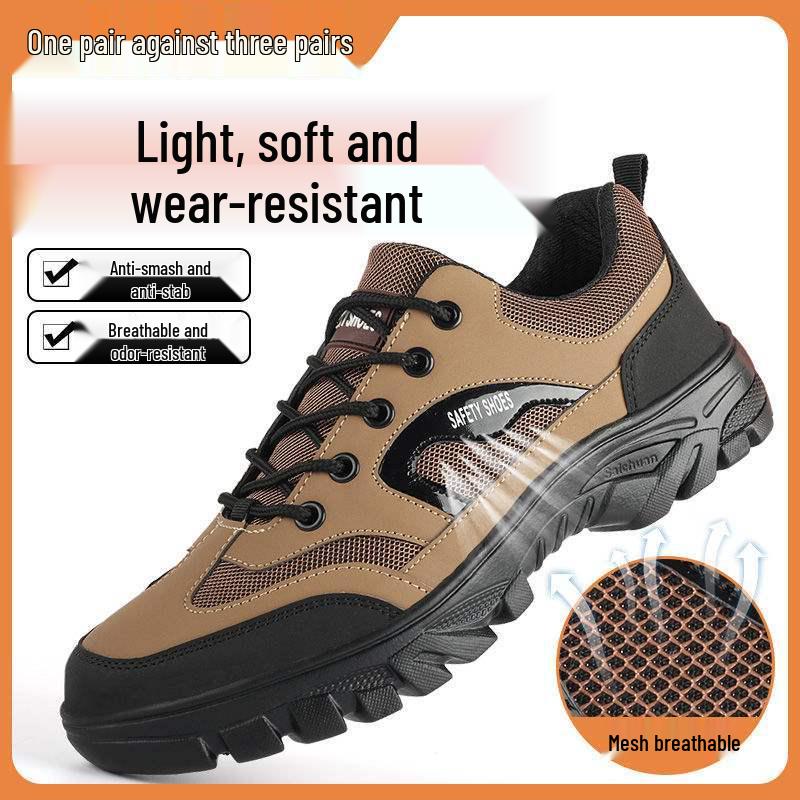 

Brand Steel Toe Labor Shoes: Lightweight, Wear-Resistant, Anti-Smash/Puncture/Slip/Odor Construction Footwear 888 Khaki Fashion - 42 Standard Includes Insole