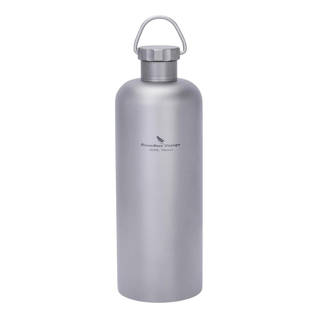 Boundless Voyage Titanium Single Layer Sports Water Bottle 600ml Narrow Mouth Ultra Lightweight Durable Direct Drinking Hiking Cycling Mug Fire Pit