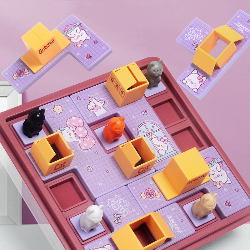 Kids Cat Express Box Board Puzzle Logic Game Education Learning Toy Children Training Spatial Planning Family Party Game