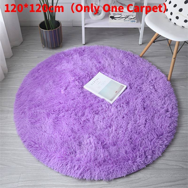 Round Rug For Living Room With Silk Wool Material And Tie Dye Pattern For Home Decor