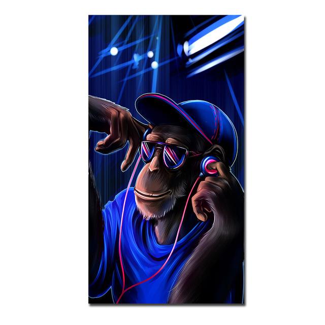 

DJ Music Monkey Poster Домашняя картина Синий фон Холст Картины Современная картина с изображением животных Настенное искусство без рамки 20x40cm no frame