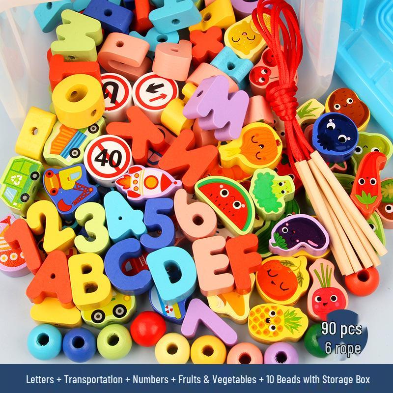 Wooden Bead Stringing Toy for Children's Educational Development