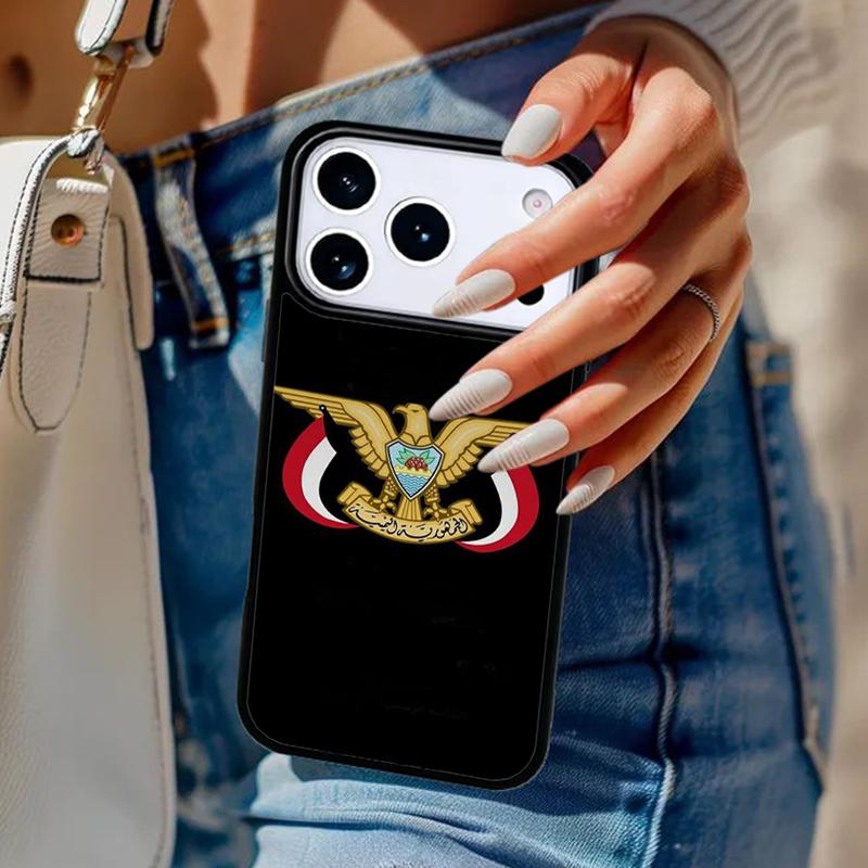 Yemen Flag Coat of Arms Phone Case For iPhone 17 Air 14 15 13 12 Max Cover For Apple 16e 11 Pro Max Plus Coque