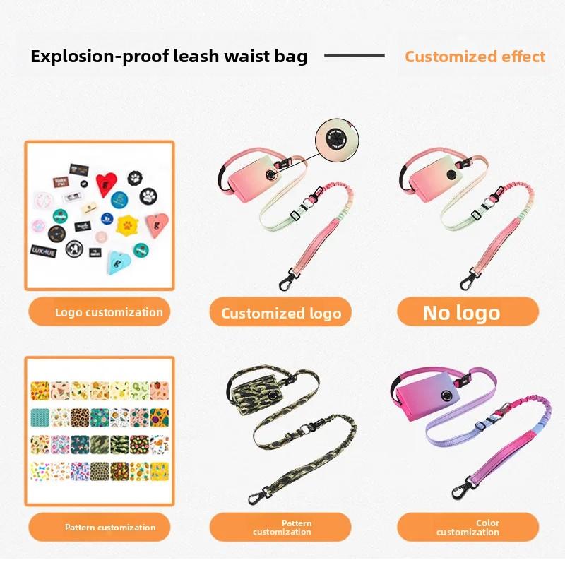 Pet Leash Explosion-Proof Waist Bag Portable Dog Running Reflective Leash