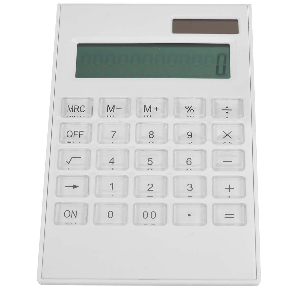 Student Scientific Desktop Solar and Battery Dual Powered White Calculator with Crystal Button