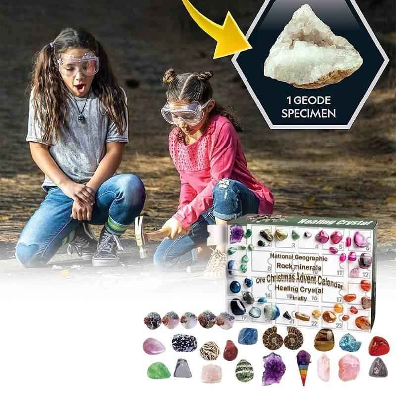 Advent Countdown Christmas Calendars Healing Crystal Stone Blind Box Gift Toy