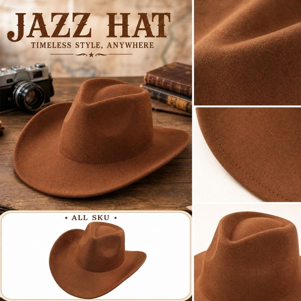 Sombrero Fedora Ancho de Color Liso para Hombres y Mujeres