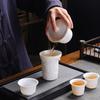 Embossed tea set, simple vegetarian-fired suet jade porcelain Kung Fu tea set, gift box set, six cups for office home gifts