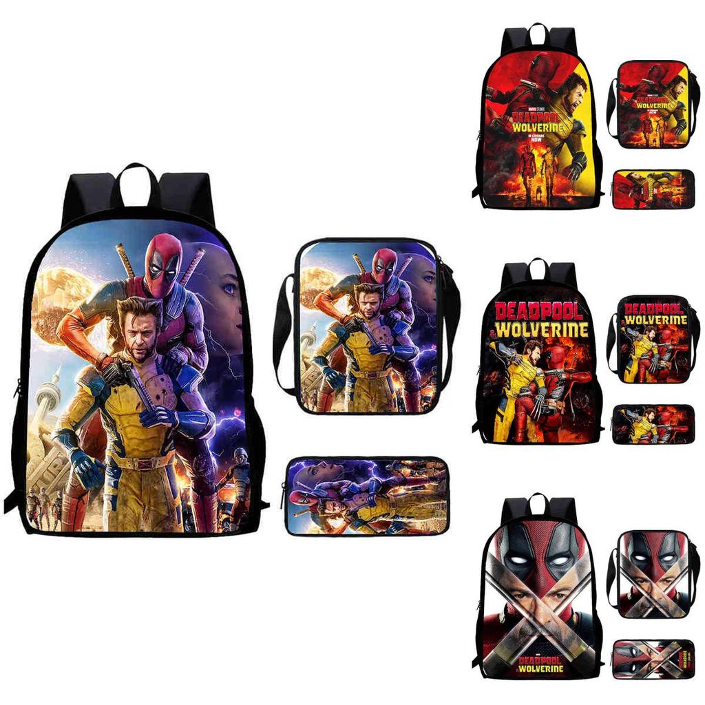 Mochila Escolar Infantil de Deadpool y Wolverine con Tejido Oxford Ligero para Estudiantes de Primaria