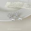 Autumn and winter sweet snowflake pearl earless earrings temperament simple high-end stud earrings long versatile fashion earrings