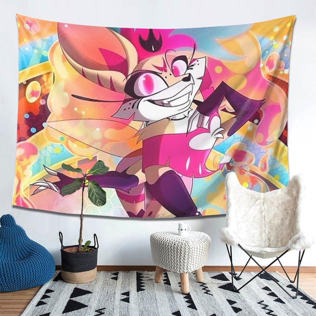 Helluva Boss Beelzebub Tapestry Wall Hanging Aesthetic Home Decor Tapestries for Living Room Bedroom