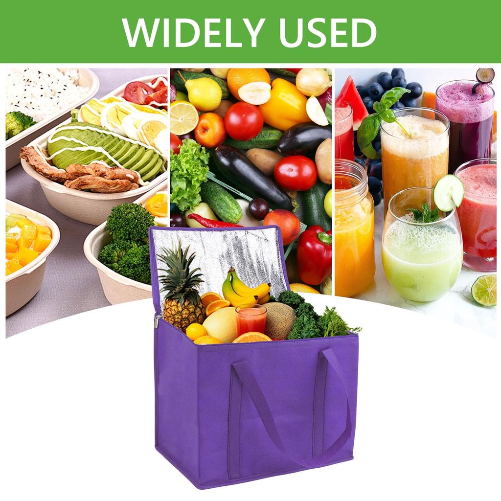 Large Insulated Grocery Shopping Bags Reusable Bag Thermal Zipper Collapsible Tote Cooler Food Transport Hot and Cold