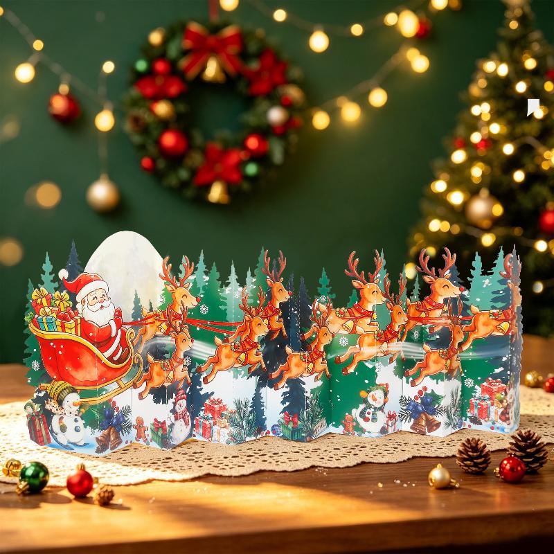 Weihnachts 3D Aufklappkarten Weihnachtsbaum Weihnachtsmann Schneemann Thema Kreatives Urlaubsgeschenk Partygeschenke Dekorationen Heim Schreibtisch Ornamente